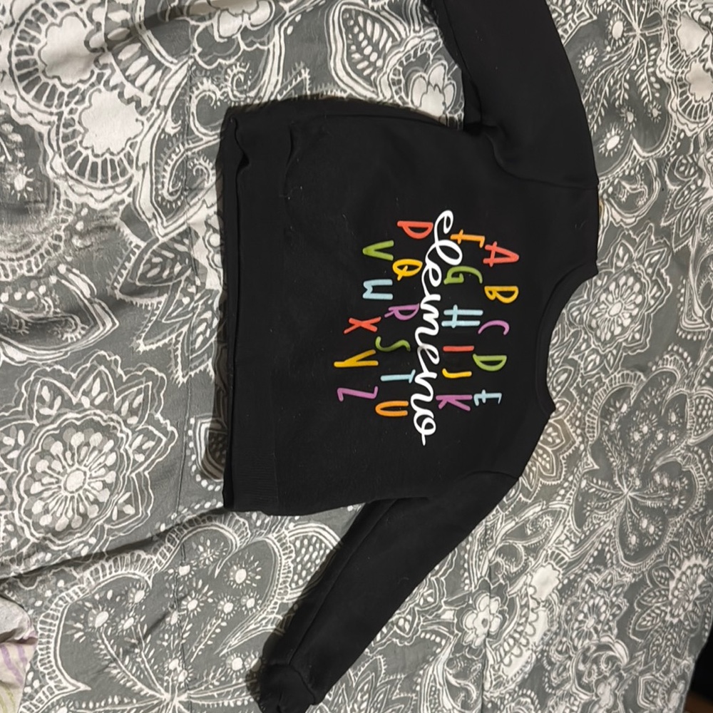 Kids Alphabet Print Black Sweatshirt